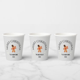 Vasos De Papel Nombre personalizado Merry Christmas gingbread man