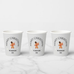 Vasos De Papel Nombre personalizado Merry Christmas gingbread man