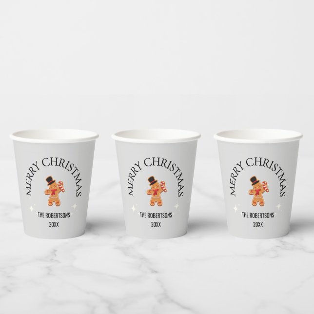 Vasos De Papel Nombre personalizado Merry Christmas gingbread man (Multi)