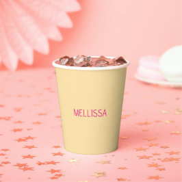 Vasos De Papel Nombre personalizado minimalista crema