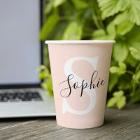 Nombre personalizado moderno Monograma Pastel rosa
