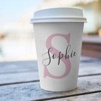 Nombre personalizado moderno Monograma rosa
