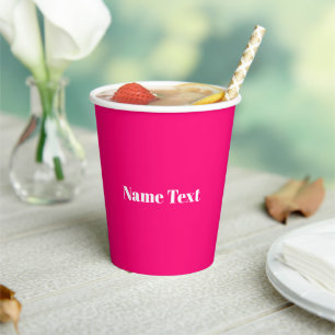 Vasos De Papel Nombre personalizado monograma de texto rosa calie