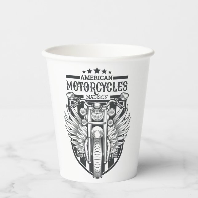 Vasos De Papel Nombre personalizado "Motocicletas estadounidenses (Anverso)