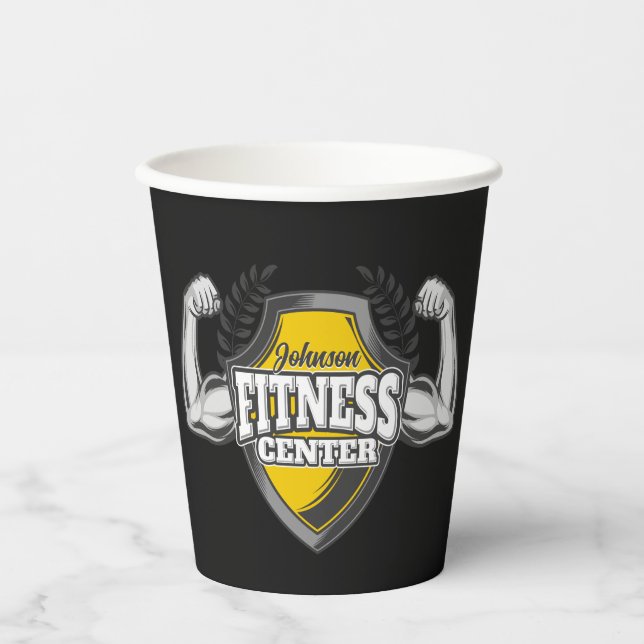 Vasos De Papel NOMBRE Personalizado Músculo entrenador de fitness (Anverso)