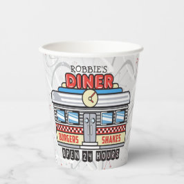 Vasos De Papel NOMBRE personalizado Retro 50 Diner Rótulo 50 Atóm
