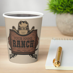 Vasos De Papel NOMBRE personalizado: Vaquero dispara Rótulo Weste
