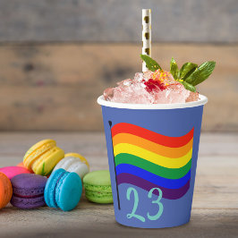Vasos De Papel Nombre personalizado y foto cumpleaños gay arcoiri