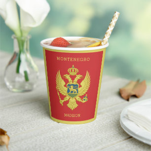 Vasos De Papel Nombre personalizado y Montenegro de texto