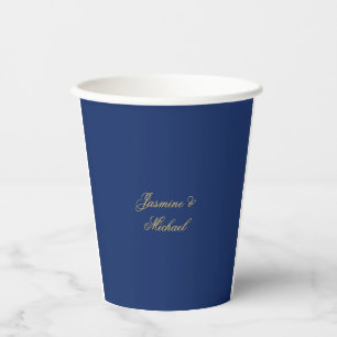 Vasos De Papel Nombres de Parejas de Caligrafía Chic Lovely Azul