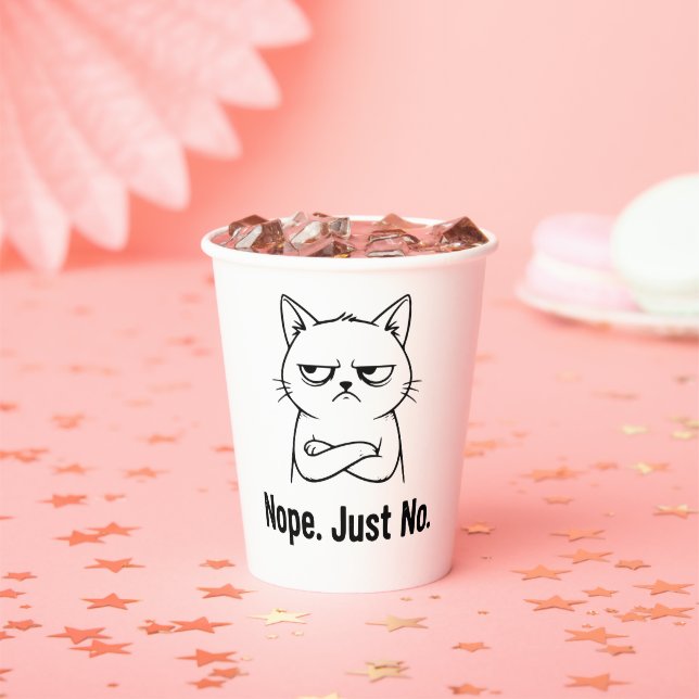Vasos De Papel Nope Just No Cat – Funny Coffee Cup for Cats lover (in situ)