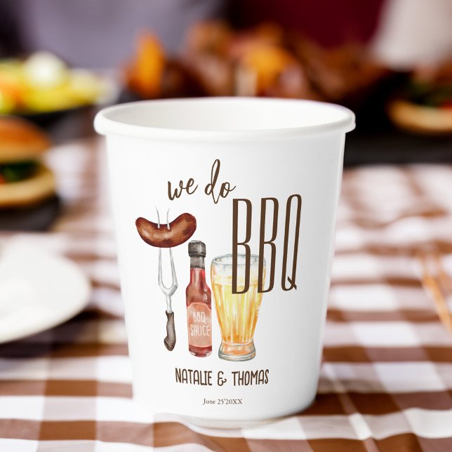 Vasos De Papel Nosotros hacemos ducha de la novia barbacoa par de (We do BBQ barbecue bridal shower couples shower personalized monogrammed Paper Cups table decor)