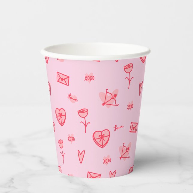 Vasos De Papel Notas de amor y dulces tratamientos para la Copa d (Anverso)