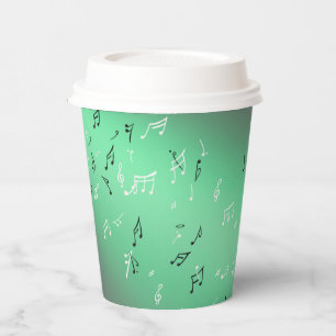 Vasos De Papel Notas musicales Luna verde