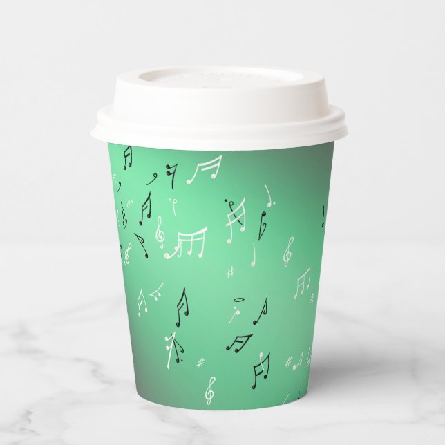 Vasos De Papel Notas musicales Luna verde (Izquierda)