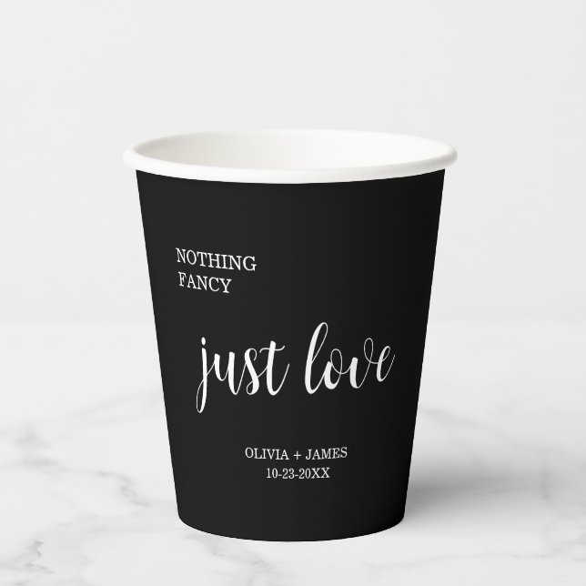 Vasos De Papel Nothing Fancy Just Love Black Wedding   (Anverso)