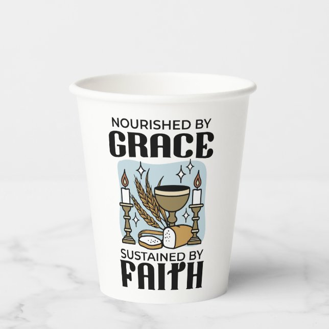 Vasos De Papel Nourished by Grace, Sustained by Faith Design (Anverso)