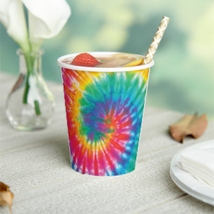 Vasos De Papel Novedad de patrón de tinte de puntas de arco iris