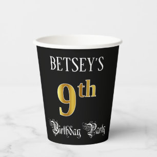 Vasos De Papel Novena Fiesta de Cumpleaños — Guión Fancy, Lujo Fa