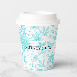 Vasos De Papel Novia & Co. Toile Floral Teal Personalizado