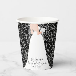 Vasos De Papel Novia Elegante sobre Negro