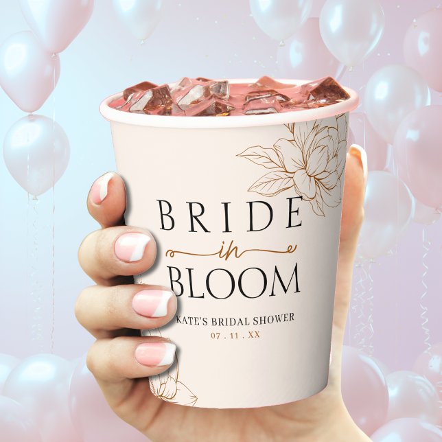 Vasos De Papel Novia en Flor Novia de Baño de Tan Brown (Bride in Bloom Tan Brown Bridal Shower Paper Cups
)