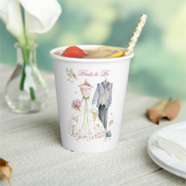 Vasos De Papel Novia y novio de la ducha de la novia vestido de r
