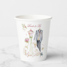 Vasos De Papel Novia y novio de la ducha de la novia vestido de r