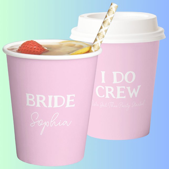 Vasos De Papel Novias Bachelorette Party Pink Name (Front And Back)