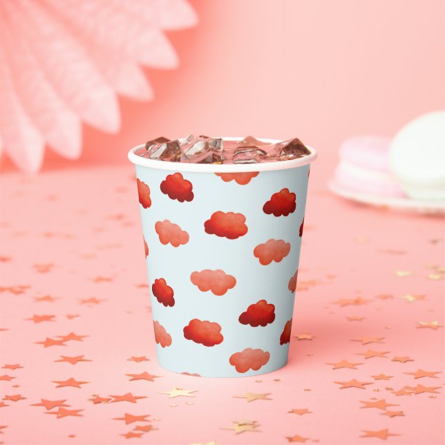 Vasos De Papel Nuages oranges à l'aquarelle (in situ)