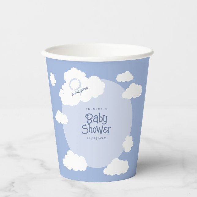 Vasos De Papel Nube 9 Cumple de Baby Shower Fiesta Caprichosa Mon (Anverso)