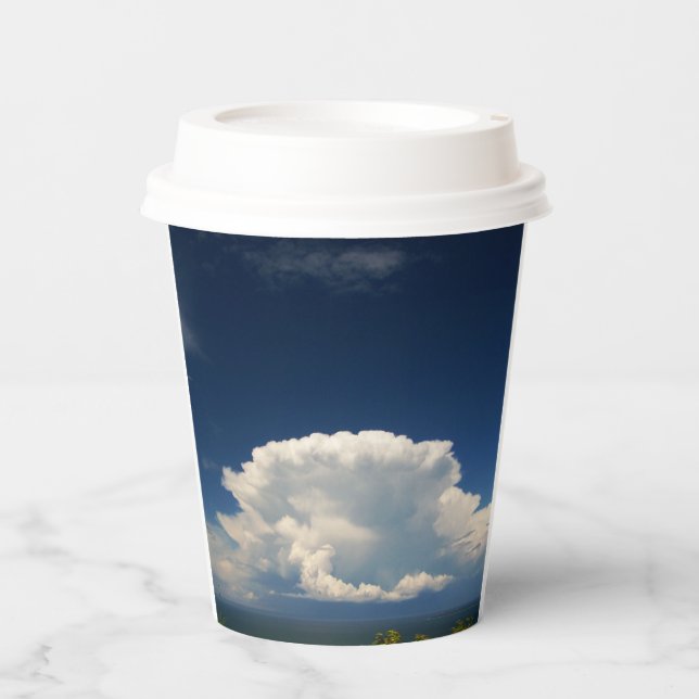 Vasos De Papel Nube blanca de puffy (Anverso)