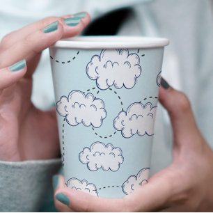 Vasos De Papel Nube Cumpleaños Avión Vuela el Tiempo