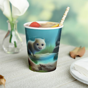 Vasos De Papel Nube de nutria en estanque - personalizable
