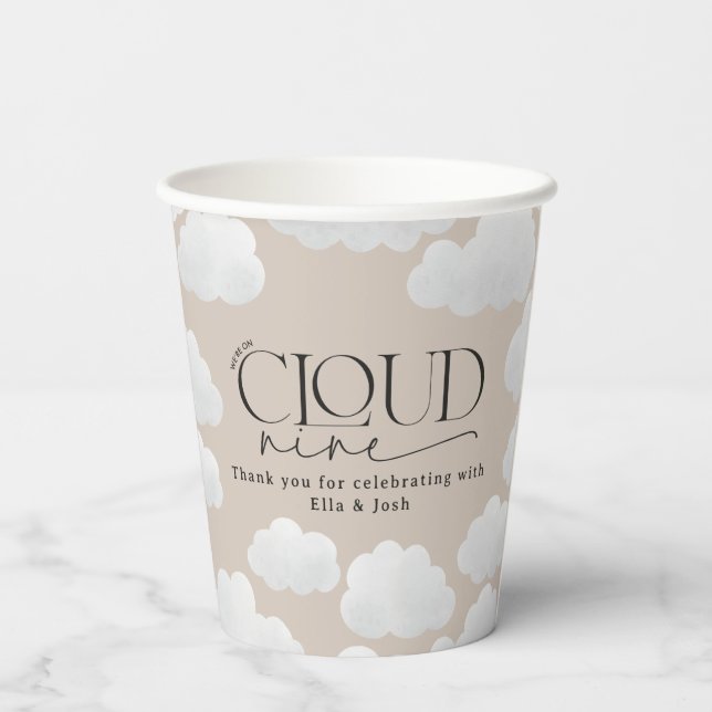 Vasos De Papel Nube natural beige nueve duchas moderno elegante (Reverso )