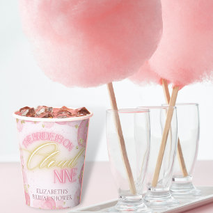 Vasos De Papel Nube Nueve 9 Resplandor Rosa Dorado Bridal Shower 
