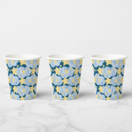 Vasos De Papel Nubes Azules Estrellas Amarillas Niños Cumpleaños 