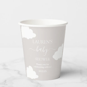 Vasos De Papel Nubes de Baby Shower Minimalista