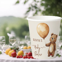Vasos De Papel Nubes de globos de oso esperan a Baby Shower Bearl