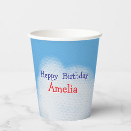Vasos De Papel Nubes esponjosas y mullidas Cumpleaños