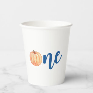 Vasos De Papel Nuestra Calabaza Pequeña Un primer cumpleaños azul