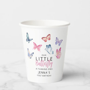 Vasos De Papel Nuestra fiesta de cumpleaños de la mariposa pequeñ