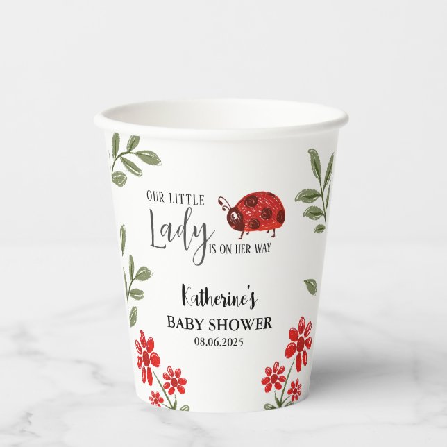 Vasos De Papel Nuestra pequeña dama está de camino a la ducha de  (Anverso)