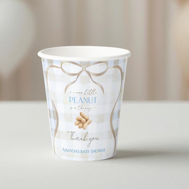 Vasos De Papel Nuestra pequeña fiesta de bebé de gingham azul Niñ (Subido por el creador)