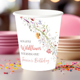 Vasos De Papel Nuestra pequeña niña de flores silvestres Fiesta d