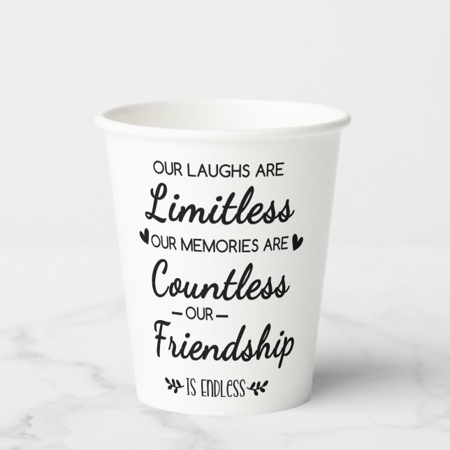 Vasos De Papel Nuestra risa es ilimitada Cita de amistad (Anverso)