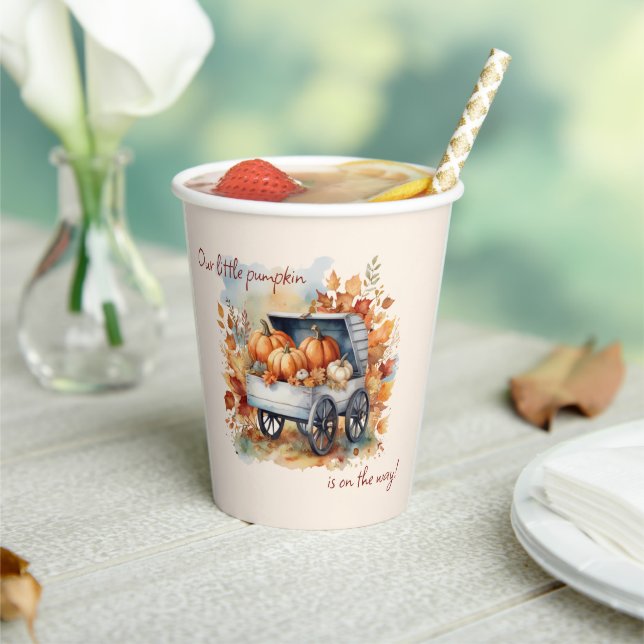 Vasos De Papel Nuestro pequeño calabaza cae Baby Shower género ne (in situ)