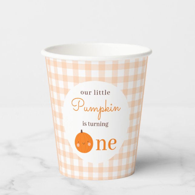 Vasos De Papel Nuestro pequeño calabaza Primer Naranja Cae Primer (Anverso)