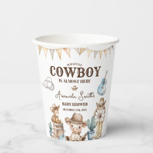 Vasos De Papel Nuestro pequeño Cowboy Wild West Baby Shower