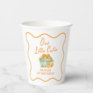 Vasos De Papel Nuestro pequeño cumpleaños naranja tierno